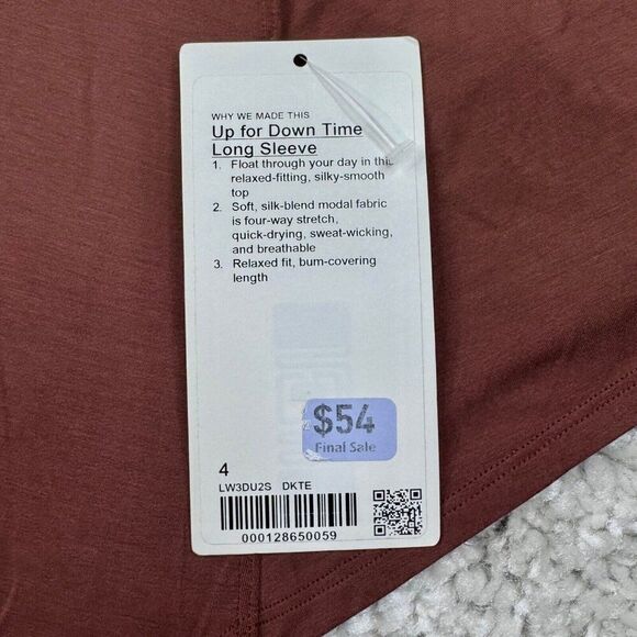 Lululemon Up For Down Time Long Sleeve Tee Dark Terracotta 4 NEW - Picture 4 of 9